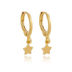 Brinco Argola Estrela Folheado a Ouro 18K