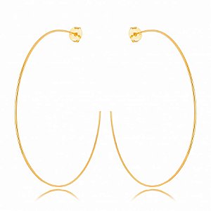 Brinco Argola Fio Tubo Aberta 65Mm Folheado a Ouro 18K