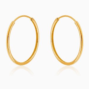 Brinco Argola Fio Tubo Grande Folheado a Ouro 18K