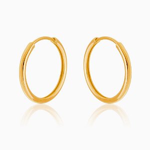 Brinco Argola Fio Tubo Média Folheado a Ouro 18K