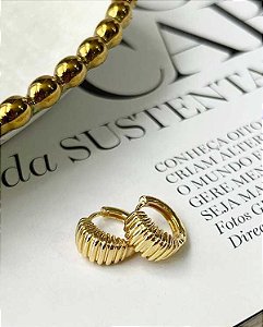 Brinco Argola Gota Fios Folheado a Ouro 18K