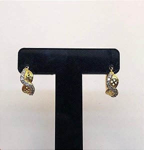 Brinco Argola Infinito Cravejado Folheado a Ouro 18K
