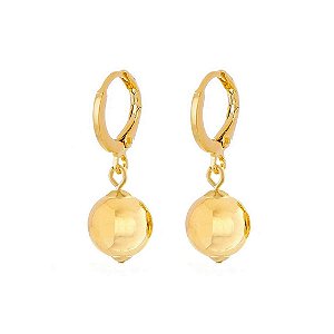 Brinco Argola Meia Bola Grande Folheado a Ouro 18K