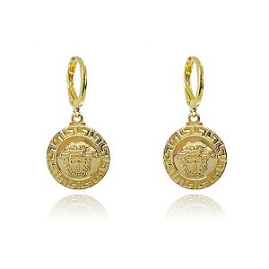 Brinco Argola Moeda Versac Folheado a Ouro 18K