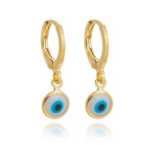 Brinco Argola Olho Grego Folheado a Ouro 18K
