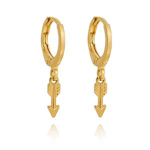 Brinco Argola Pingente Seta Folheado a Ouro 18K