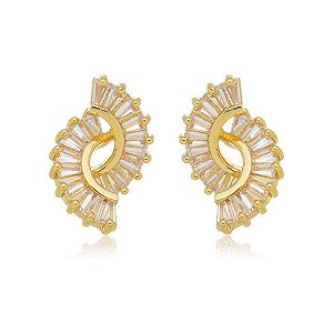 Brinco Baguetes Espiral Folheado a Ouro 18K