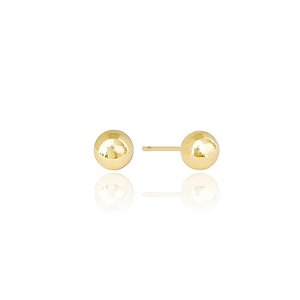 Brinco Bola Médio 6Mm Folheado a Ouro 18K