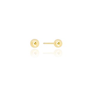 Brinco Bola Pequeno 4Mm Folheado a Ouro 18K