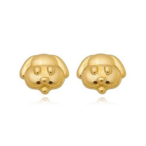 Brinco Cachorrinho Pequeno Folheado a Ouro 18K