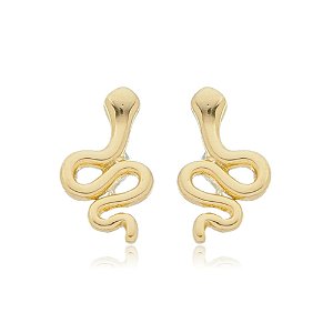 Brinco Cobra Lisa Folheado a Ouro 18K