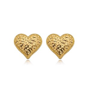Brinco Coração Furadinho Folheado a Ouro 18K