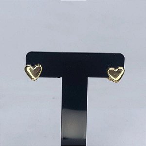 Brinco Coração Liso Abaulado Folheado a Ouro 18K