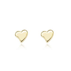 Brinco Coração Mini Desenhado Folheado a Ouro 18K