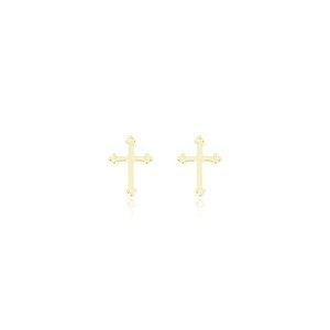 Brinco Cruz Detalhes Folheado a Ouro 18K
