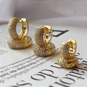 Brinco De Argola Magnific Grande Folheado a Ouro 18K