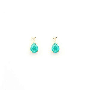 Brinco Duas Gotas Fusion Verde Folheado a Ouro 18K