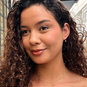 Brinco EarJacket Duplo Bolinha Folheado a ouro 18K