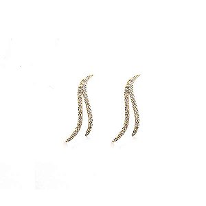 Brinco Earcuff 2 Fios Cravejados Folheado a Ouro 18K