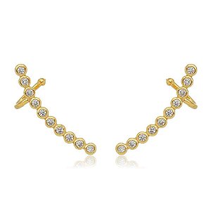 Brinco Earcuff Bolinhas Folheado a Ouro 18K
