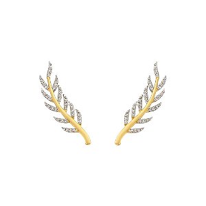 Brinco Earcuff Folhas Zirconias Folheado a Ouro 18K