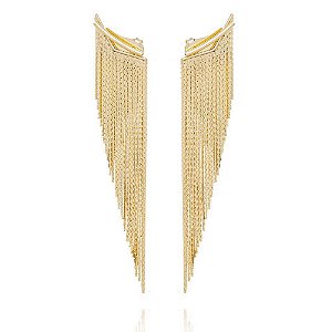 Brinco Earcuff Franjas G Folheado a Ouro 18K