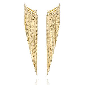 Brinco Earcuff Franjas G Folheado a Ouro 18K