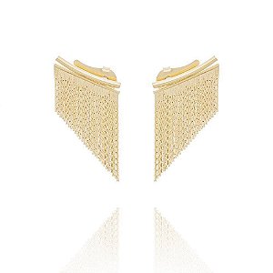 Brinco Earcuff Franjas Pequeno Folheado a Ouro 18K