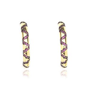 Brinco Earhook Egito Rosa Folheado a Ouro 18K