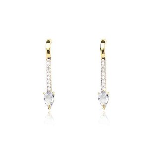 Brinco Earhook Palito Gota Lavanda Folheado a Ouro 18K