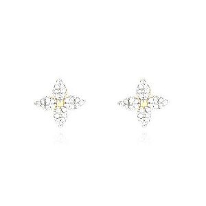 Brinco Flor 4 Petalas Folheado a Ouro 18K