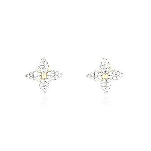 Brinco Flor 4 Petalas Folheado a Ouro 18K