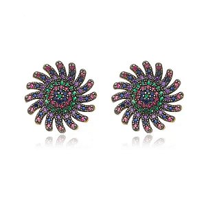 Brinco Flor Rainbow Folheado a Ouro 18K