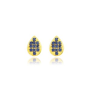 Brinco Gota Cravejado Cores Folheado a Ouro 18K