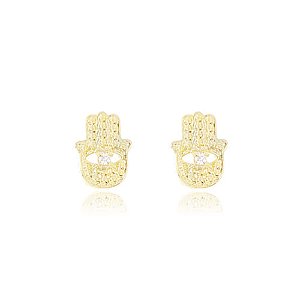 Brinco Hanossa Senhora Aparecida Zirc Cores Folheado a Ouro 18K