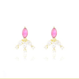 Brinco Jarra De Flor Cores Folheado a Ouro 18K