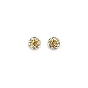 Brinco Mandala Árvore Da Vida Pequeno Folheado a Ouro 18K