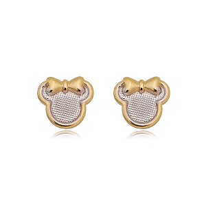 Brinco Minnie Granitado Folheado a Ouro 18K