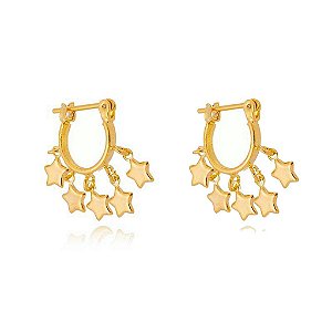 Brinco Pandeiro Estrela Lisa Folheado a Ouro 18K