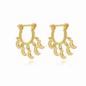 Brinco Pandeiro Lua Lisa Folheado a Ouro 18K