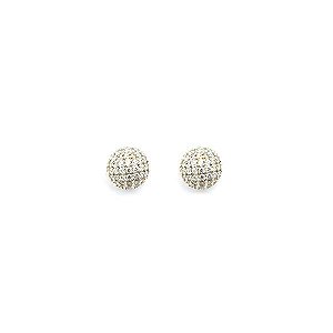 Brinco Pavê Cravejado Branco Folheado a Ouro 18K