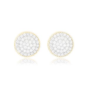 Brinco Pavê Redondo Cravejado Folheado a Ouro 18K