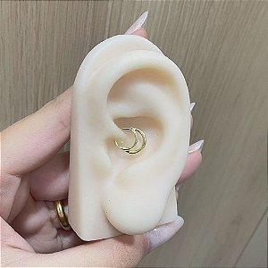 Brinco Piercing Argola Dupla Lisa Folheado a Ouro 18K