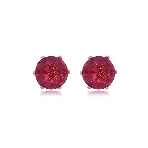 Brinco Ponto De Luz Grande Rosa Folheado a Ouro 18K