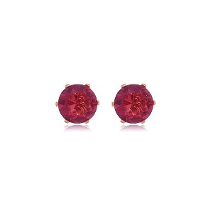 Brinco Ponto De Luz Pequeno Rosa Folheado a Ouro 18K