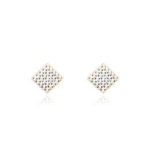 Brinco Quadrado Pavê Folheado a Ouro 18K