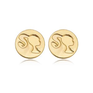 Brinco Redondo Barbie Folheado a Ouro 18K