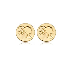 Brinco Redondo Barbie Pequeno Folheado a Ouro 18K