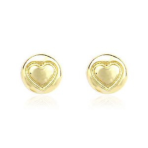 Brinco Redondo Coração Folheado a Ouro 18K