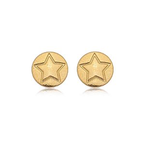 Brinco Redondo Estrela Folheado a Ouro 18K